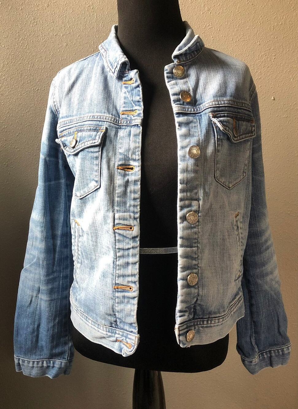 J. Crew light blue faded Jean denim jacket women's size xs extra small